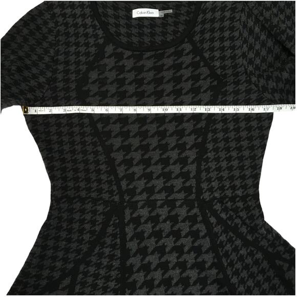 Calvin Klein Sweater Dress Houndstooth Gray Black Long Sleeve Women's Medium - Picture 4 of 11